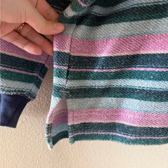 Free People Baja Sweatshirt Oversized V Neck Striped Printed Hoodie Tunic Top S - Picture 9 of 15